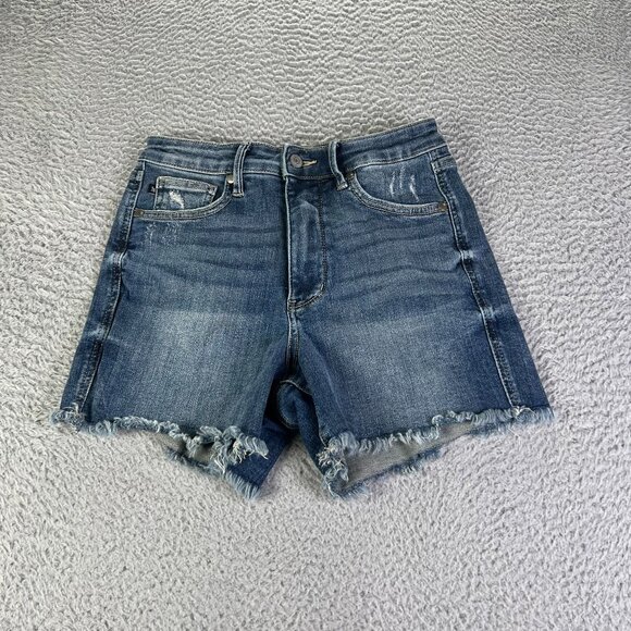 Judy Blue Shorts Womens Medium Blue Denim Fray Hem Fiercely Bella Boutique' - Picture 1 of 10